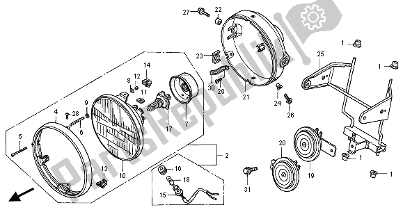 Alle onderdelen voor de Koplamp (eu) van de Honda CB 750F2 2001