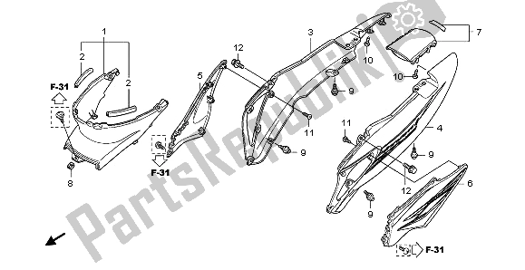 All parts for the Body Cover of the Honda ANF 125 2012