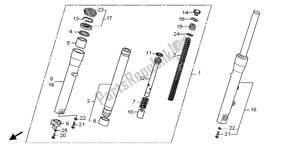 Todas las partes para Tenedor Frontal de Honda SH 300A 2009