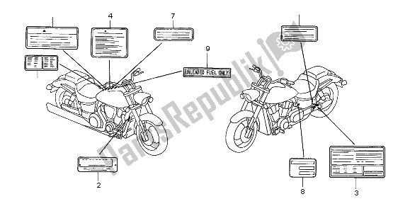 All parts for the Caution Label of the Honda VTX 1800C 2002