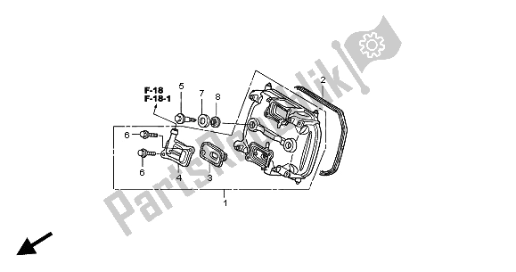 All parts for the Front Cylinder Head Cover of the Honda XL 125V 2004