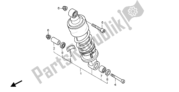 All parts for the Rear Cushion of the Honda CBF 600N 2007