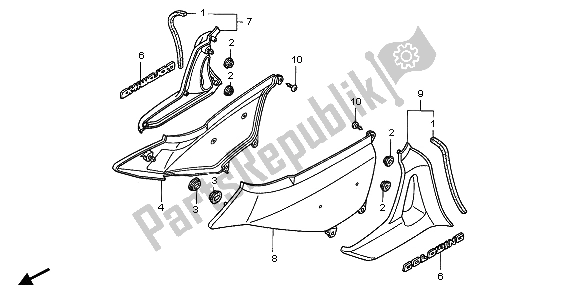 All parts for the Side Cover of the Honda GL 1800 Airbag 2007