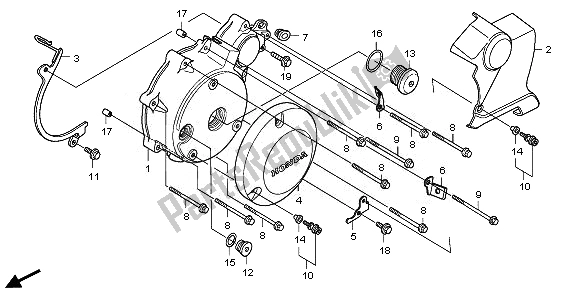 All parts for the Left Crankcase Cover & A. C. Generator Cover of the Honda VT 750 SA 2010