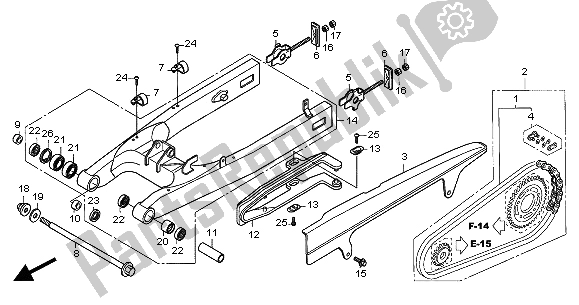 All parts for the Swingarm of the Honda CBF 600S 2004