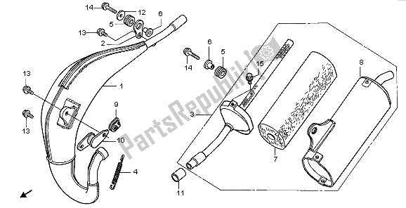 All parts for the Expansion Chamber of the Honda CR 80 RB LW 1998