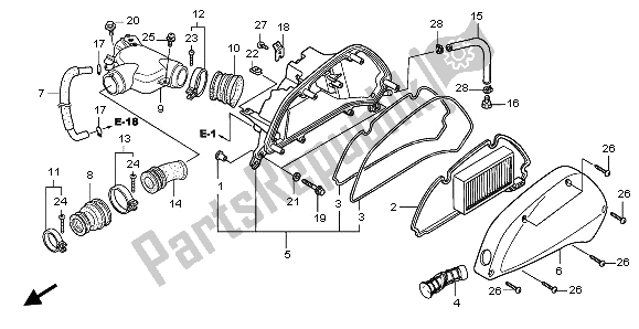 All parts for the Air Cleaner of the Honda SH 150 2009