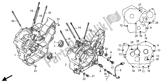 All parts for the Crankcase of the Honda VT 750 CS 2012