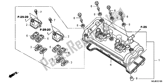 All parts for the Cylinder Head Cover of the Honda CBF 1000 FA 2012