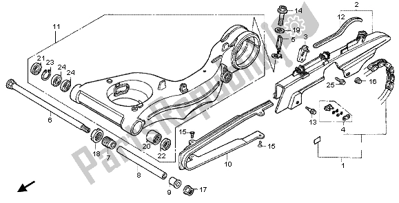 All parts for the Swingarm of the Honda RVF 400R 1995