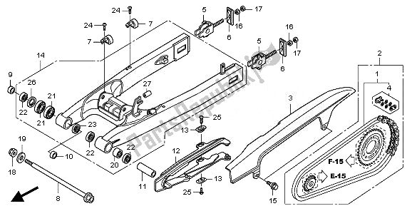 All parts for the Swingarm of the Honda CBF 1000 SA 2010