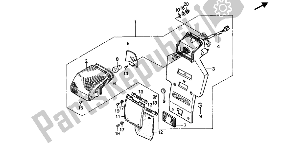 Alle onderdelen voor de Achterlicht van de Honda NX 250 1990