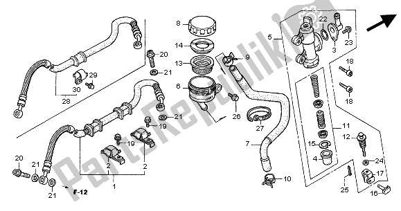 All parts for the Rear Brake Master Cylinder of the Honda CB 600F Hornet 2002