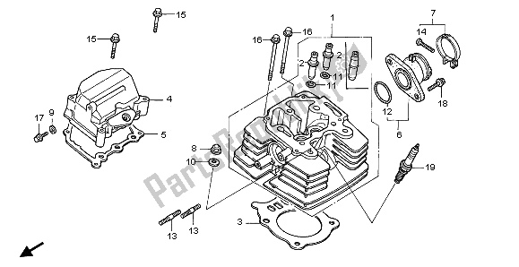 Tutte le parti per il Testata del Honda TRX 350 FE Fourtrax Rancher 4X4 ES 2002