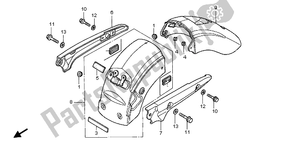 All parts for the Rear Fender & Grab Rail of the Honda GL 1500C 1999