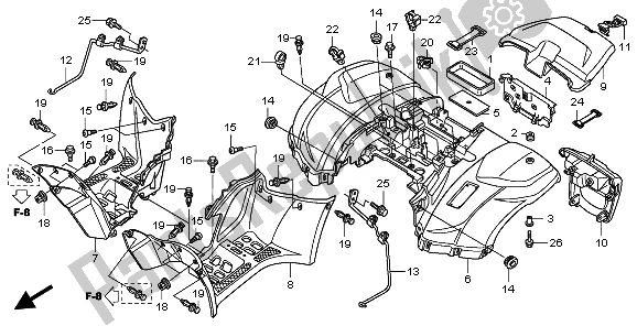 Toutes les pièces pour le Garde-boue Arrière du Honda TRX 420 FE Fourtrax Rancher 4X4 ES 2010