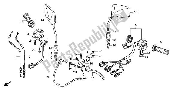 Todas las partes para Manejar Palanca E Interruptor Y Cable Y Espejo de Honda VTR 250 2009