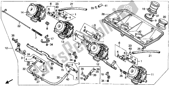 Todas las partes para Carburador (montaje) de Honda CBR 600F 1989