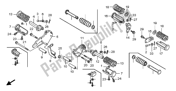 All parts for the Step of the Honda VTX 1800C 2003