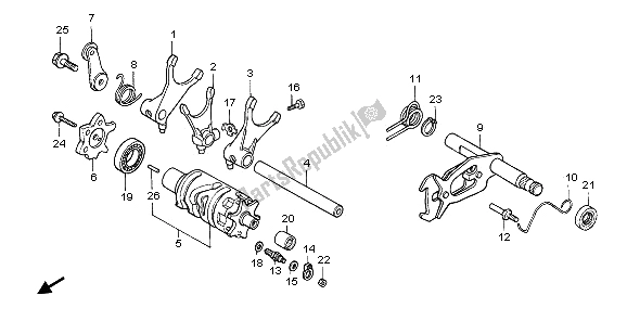 All parts for the Gearshift Drum of the Honda NX 650 1995