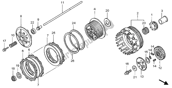 All parts for the Clutch of the Honda VTR 1000 SP 2006
