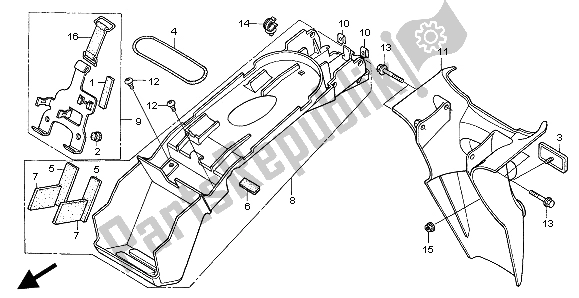 All parts for the Rear Fender of the Honda XL 1000V 2004