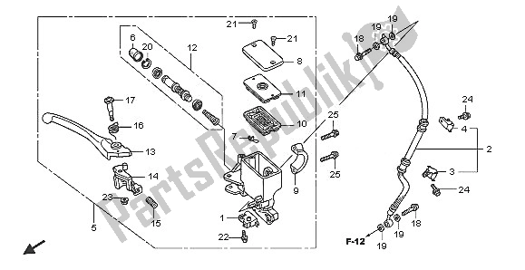 All parts for the Fr. Brake Master Cylinder of the Honda SH 150 2005