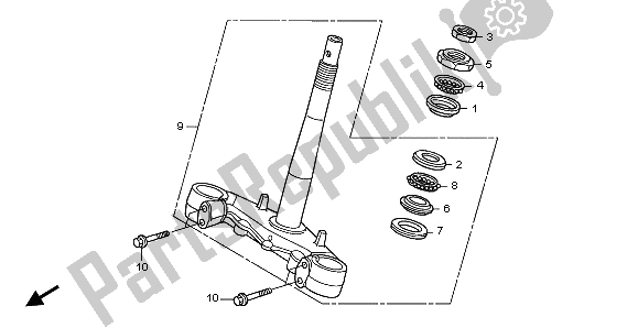 All parts for the Steering Stem of the Honda SH 150 2009