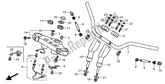 All parts for the Handle Pipe & Top Bridge of the Honda VT 750C2S 2010