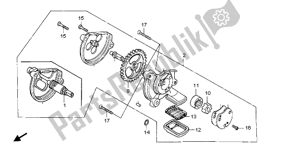 All parts for the Oil Pump of the Honda CB 250 1997