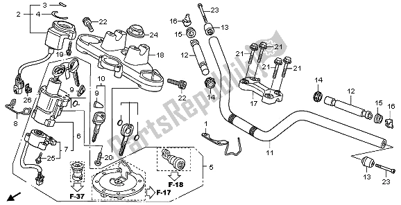 Todas las partes para Manejar Tubo Y Puente Superior de Honda NT 700V 2006