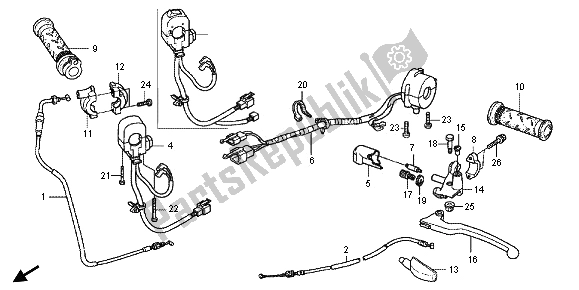 Alle onderdelen voor de Handvat Hendel & Schakelaar & Kabel van de Honda CBR 125R 2013