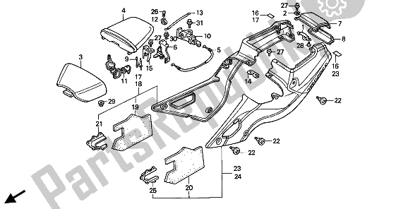 Alle onderdelen voor de Zitting En Zijbekleding van de Honda VFR 400R3 1991
