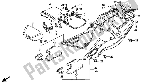 Alle onderdelen voor de Zitting En Zijbekleding van de Honda VFR 400R3 1991