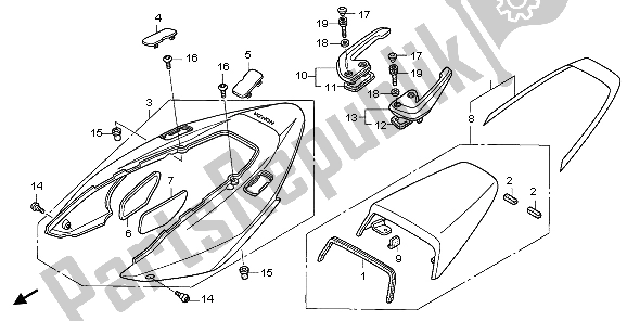 All parts for the Rear Cowl of the Honda VFR 800A 2007