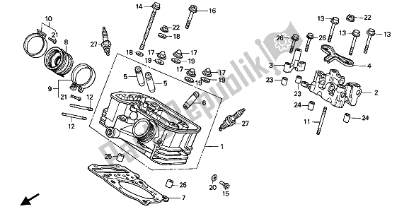 Tutte le parti per il Testata Posteriore del Honda XRV 750 Africa Twin 1991