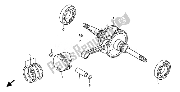 All parts for the Crankshaft & Piston of the Honda SH 125R 2010