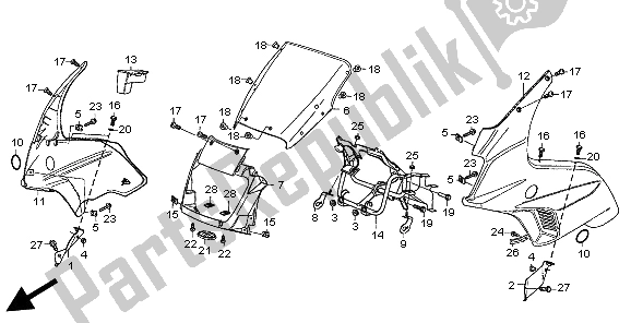 All parts for the Cowl of the Honda CB 500S 1998