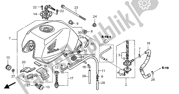 Alle onderdelen voor de Benzinetank van de Honda CBF 500A 2008