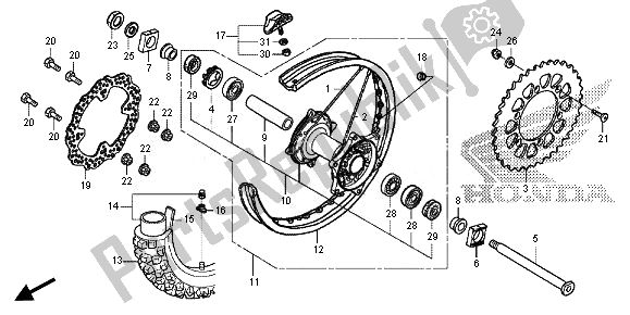 All parts for the Rear Wheel of the Honda CRF 450R 2014
