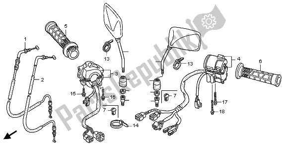 All parts for the Switch Cable of the Honda CB 1300 SA 2008