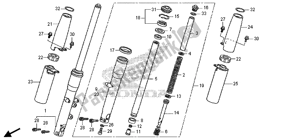 All parts for the Front Fork of the Honda VT 750 CS 2013