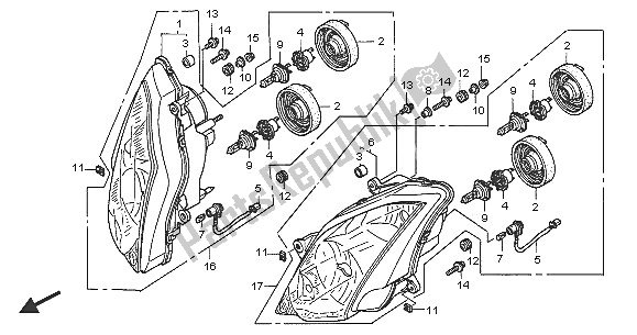 Tutte le parti per il Faro (eu) del Honda VFR 800A 2005