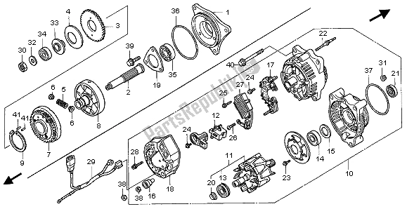 Alle onderdelen voor de Generator van de Honda ST 1100A 1999