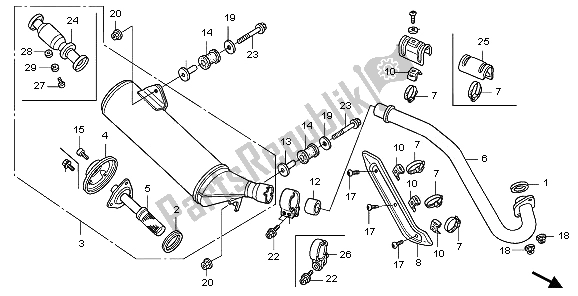 All parts for the Exhaust Muffler of the Honda TRX 450 ER Sportrax 2006