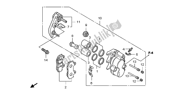 All parts for the Front Brake Caliper of the Honda PES 125R 2009
