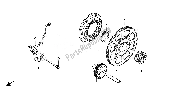 All parts for the Pulse Generator & Starting Clutch of the Honda NSA 700A 2008