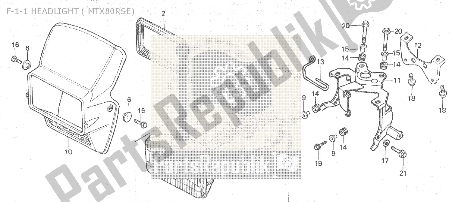All parts for the F-1-1 Headlight ( Mtx80rse) of the Honda MTX 80 1983