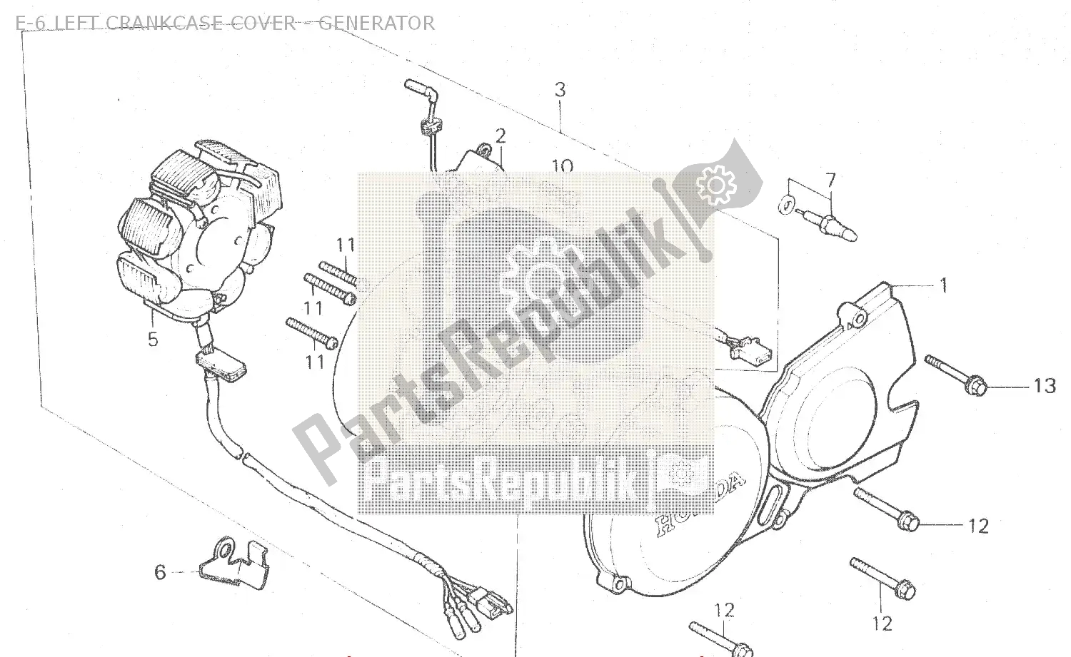 All parts for the E-6 Left Crankcase Cover - Generator of the Honda MBX 125 1984