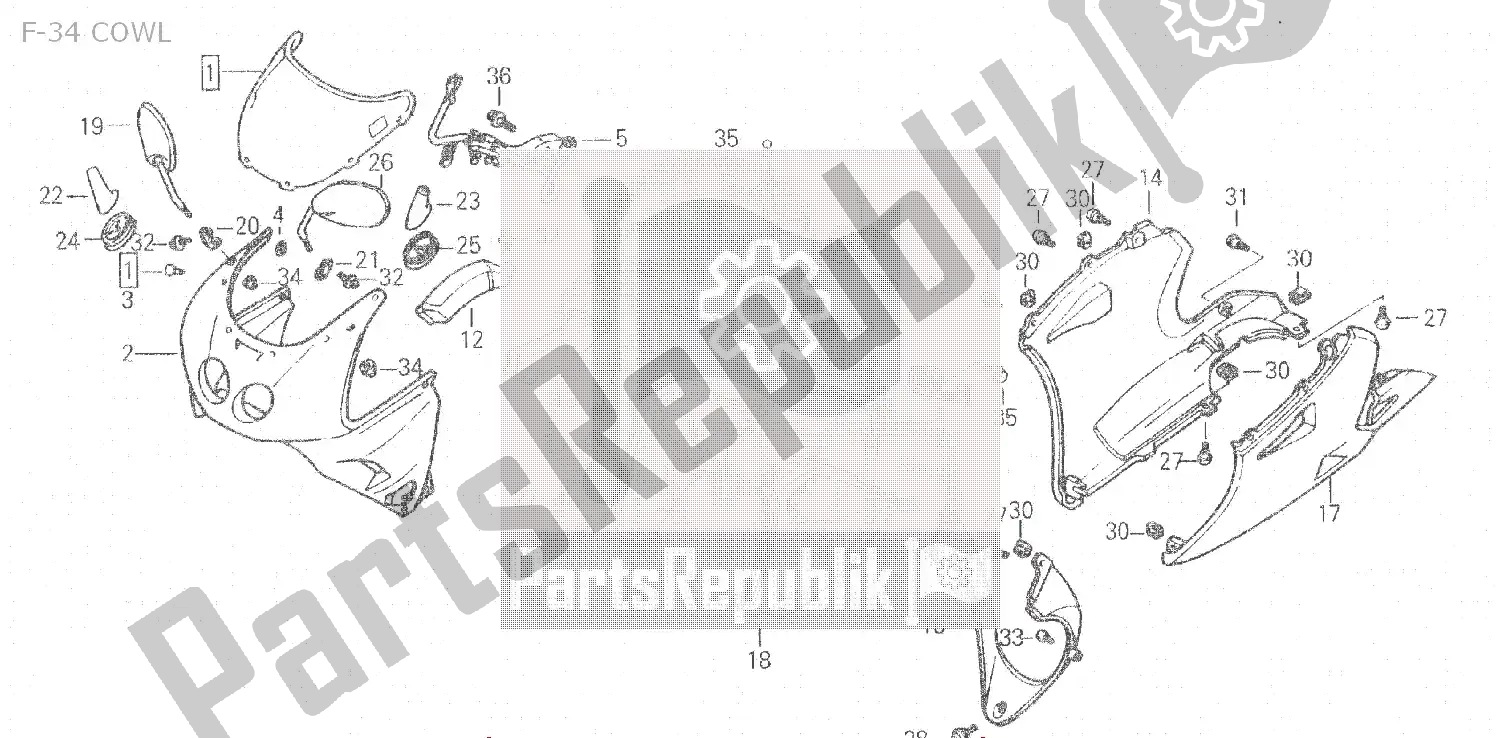 Todas as partes de F-34 Cowl do Honda NSR 150 1993